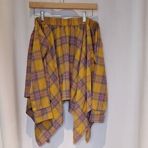 TRICE Boutique Plaid Yellow and Pink Women's Handkerchief Skirt Size XL Juniors